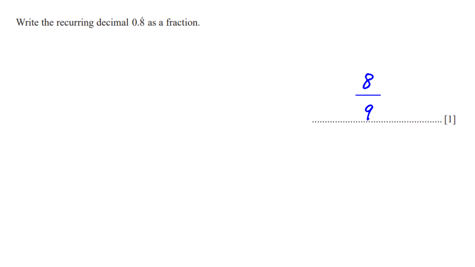 Recurring Decimals To Fractions Past Paper Exam Questions For IGCSE