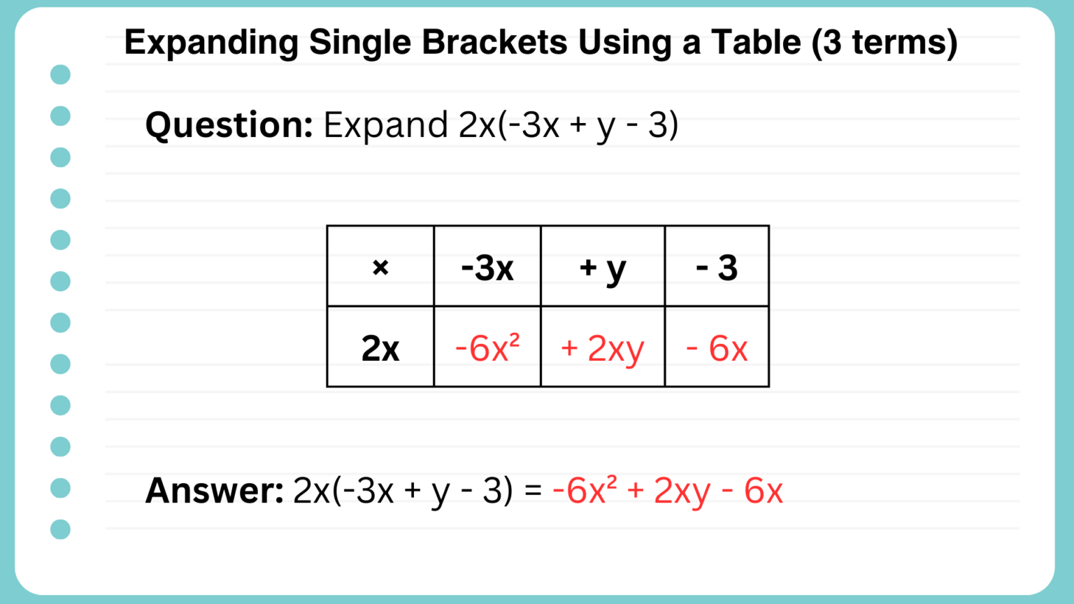 Expanding Single Brackets with Three Terms