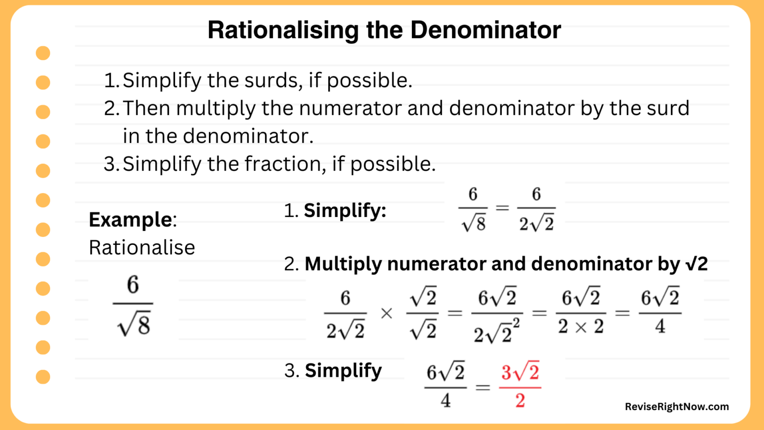 Rationalise the Denominator